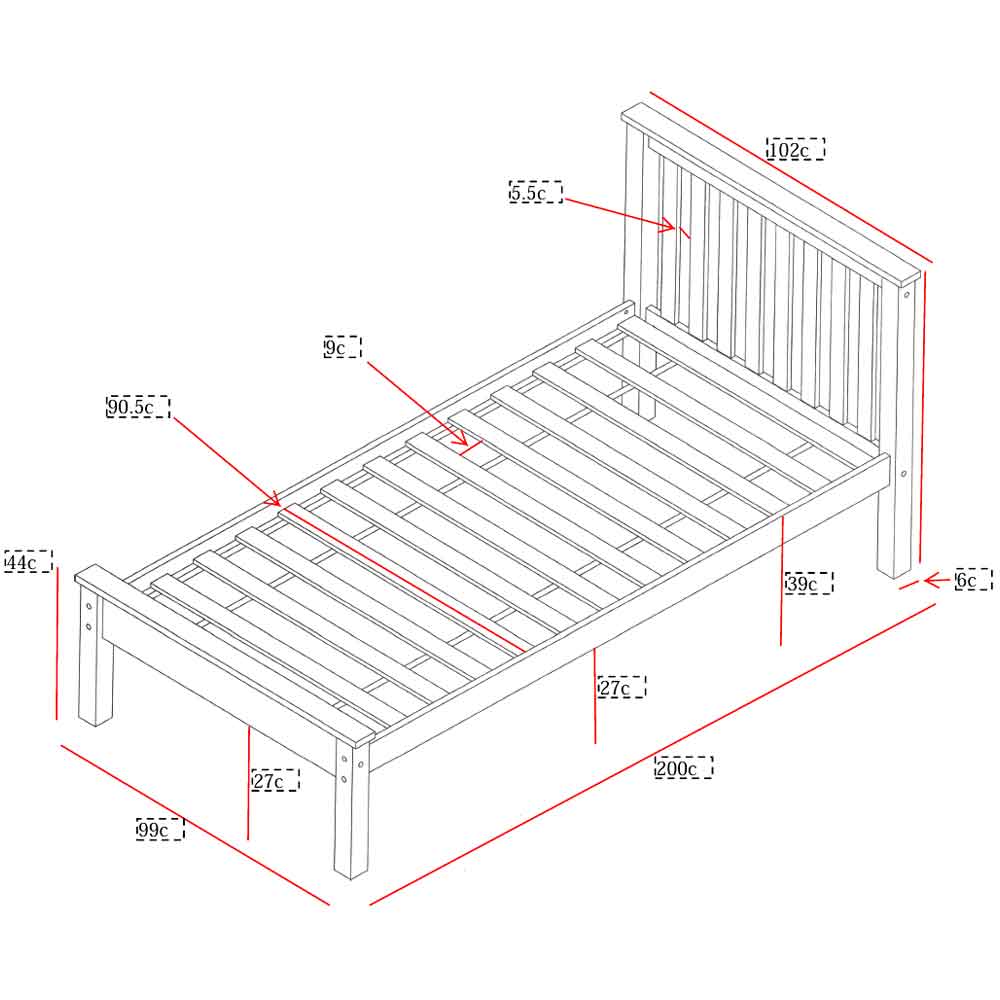 Dayton Wooden Single Bed In White