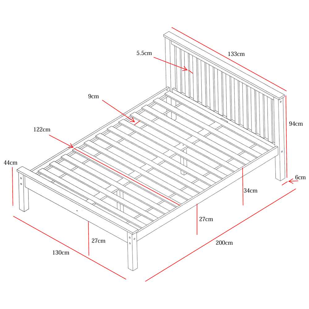 Dayton Wooden Small Double Bed In White