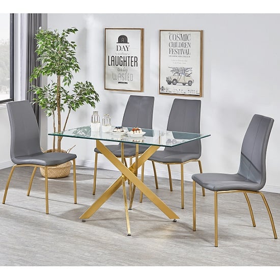 Daytona Clear Glass Small Dining Table With Four Opal Grey Chair