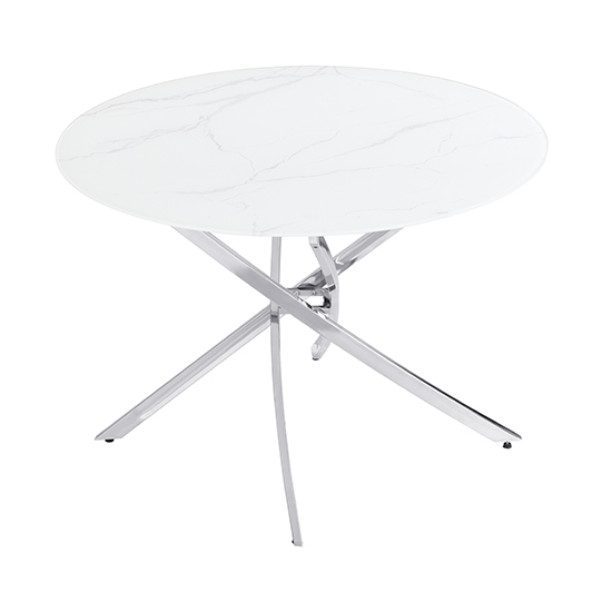 Daytona Diva Marble Effect Round Dining Table With Chrome Legs