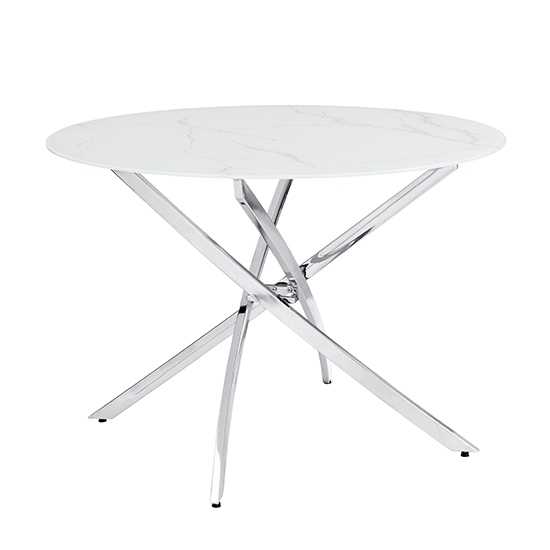 Daytona Diva Marble Effect Round Dining Table With Chrome Legs