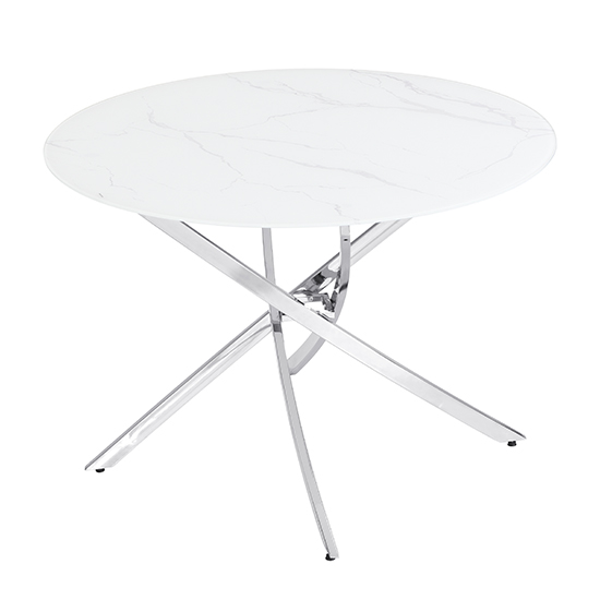 Daytona Diva Marble Effect Round Dining Table With Chrome Legs