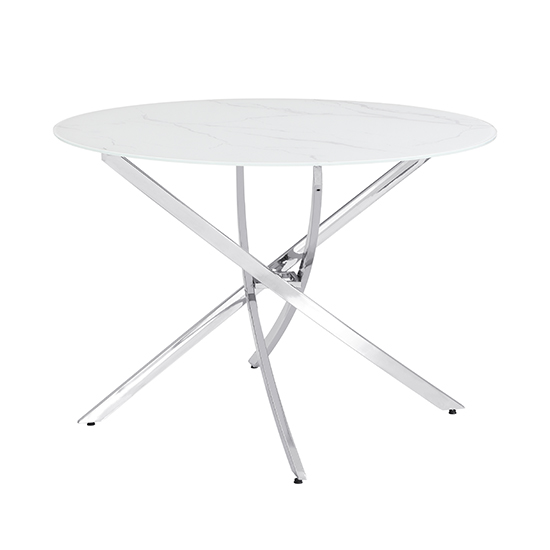 Daytona Diva Marble Effect Round Dining Table With Chrome Legs