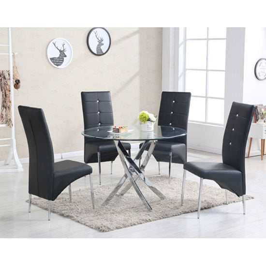 Daytona Round Clear Glass Dining Table With Chrome Legs_2