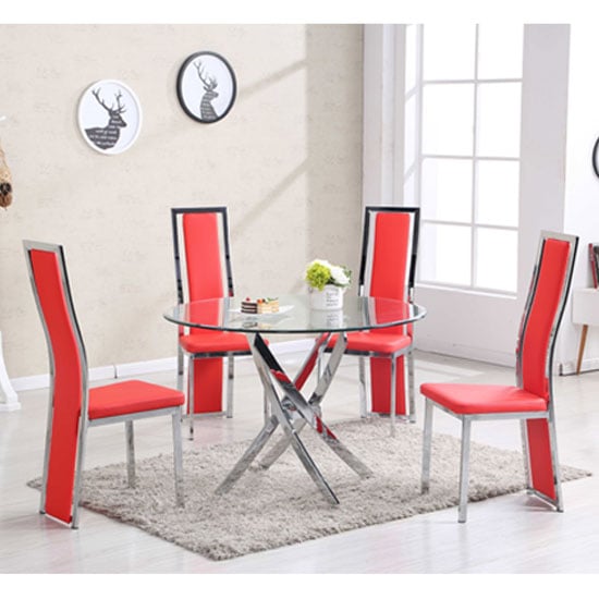 Daytona Round Clear Glass Dining Table With Chrome Legs_5