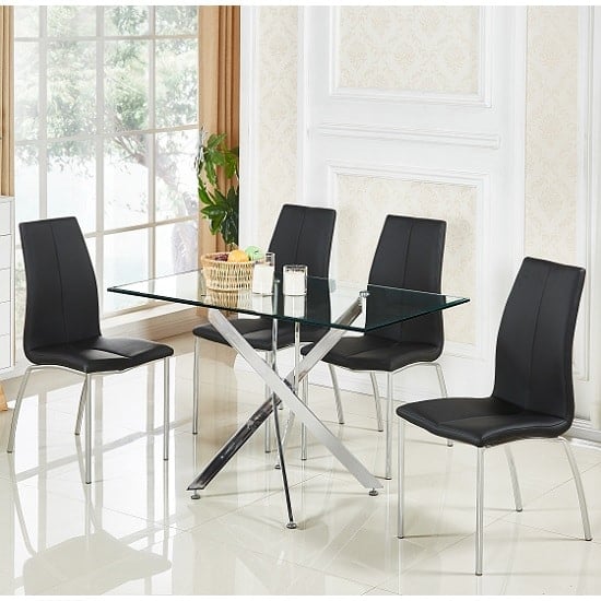 Opal Black Faux Leather Dining Chair With Chrome Legs In Pair_3