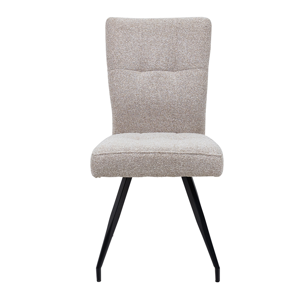 Dazira Cobble Natural Fabric Dining Chairs with Black Legs in Pair