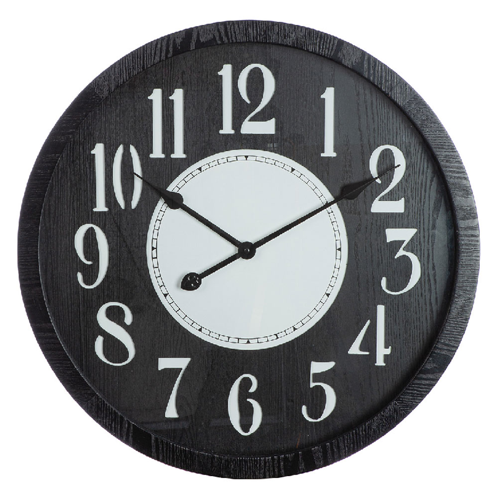 Daziro Fiberboard Round Wall Clock in Black and White