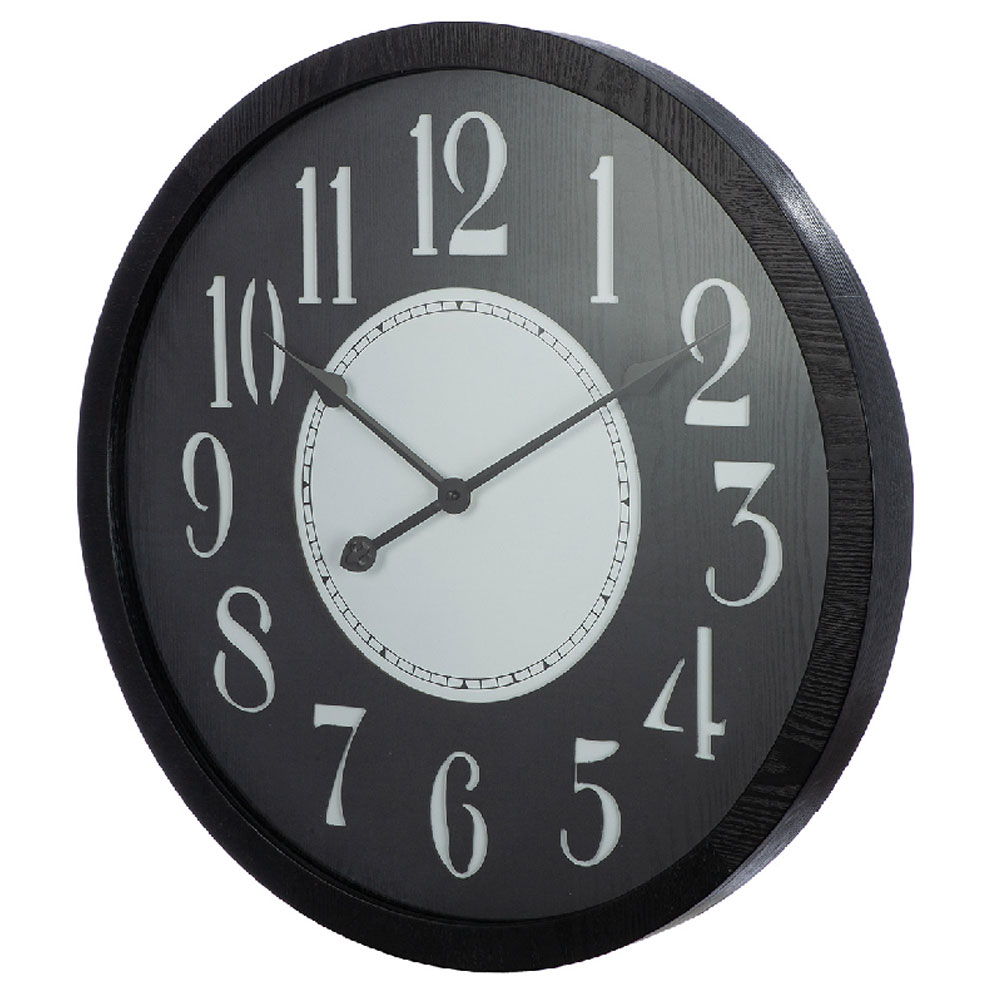 Daziro Fiberboard Round Wall Clock in Black and White
