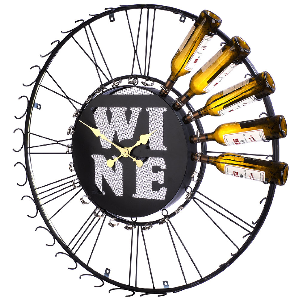 Daziro Iron Bottle Shape Round Wall Clock in Multicolour