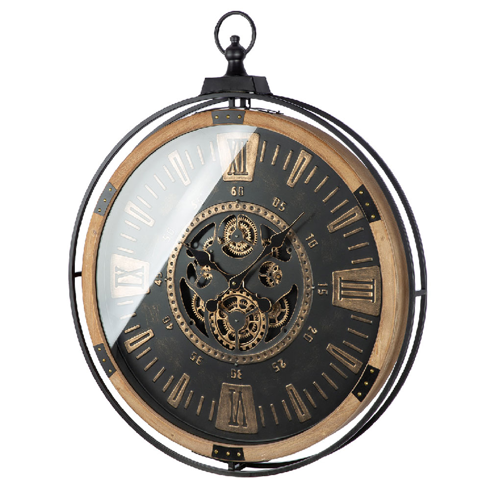 Daziro Metal Round Antique Wall Clock in Black
