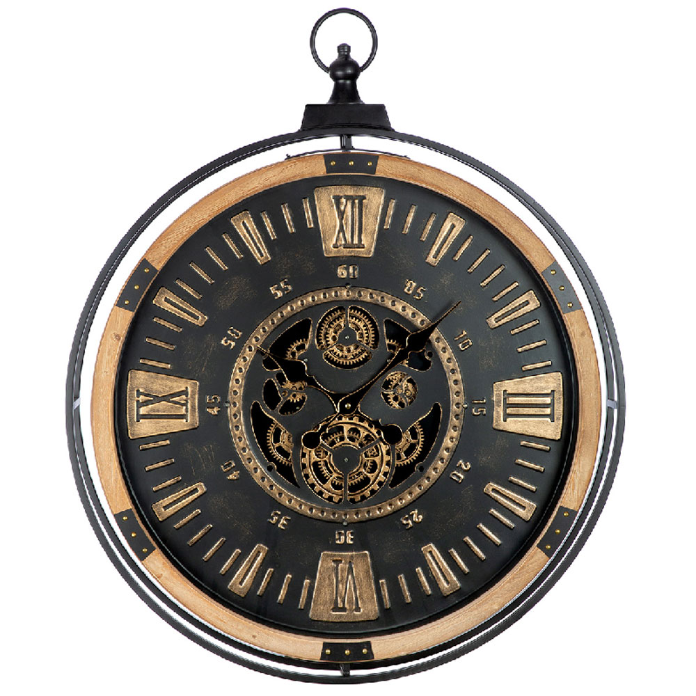 Daziro Metal Round Antique Wall Clock in Black