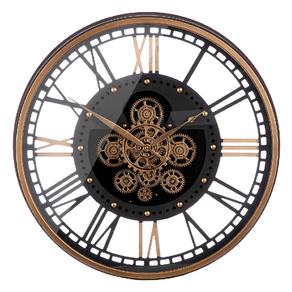 Daziro Metal Round Wall Clock in Black and Copper