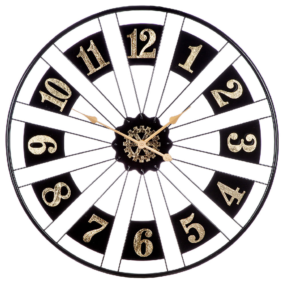 Daziro Metal Round Wall Clock in Black and Gold