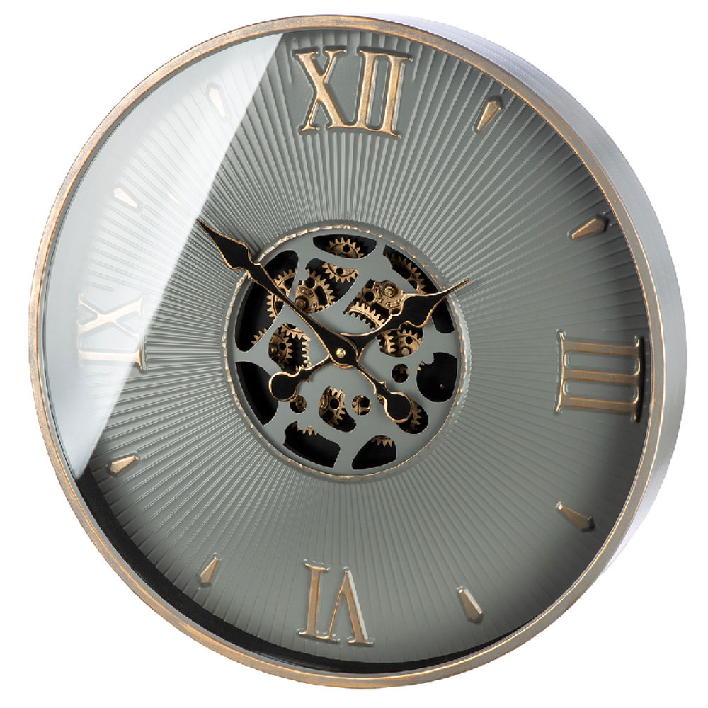 Daziro Metal Round Wall Clock in Grey and Gold