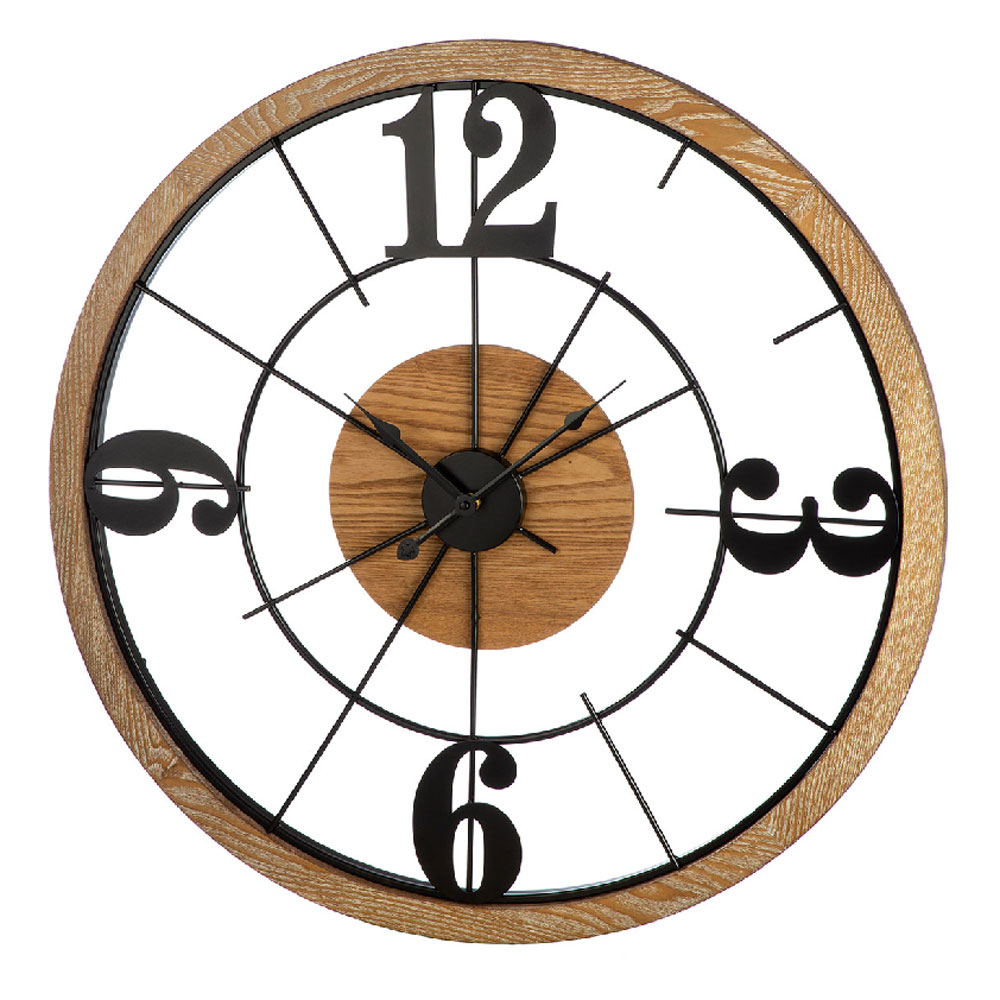 Daziro Metal Wall Clock in Black and Natural