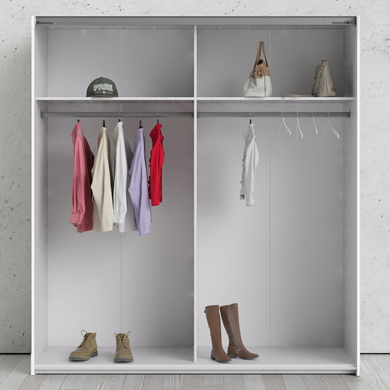 Dcap Wooden Sliding Doors Wardrobe In White With 2 Shelves_6