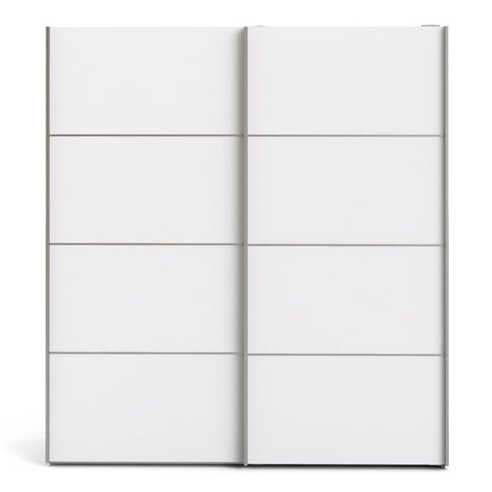 Dcap Wooden Sliding Doors Wardrobe In White With 5 Shelves_2