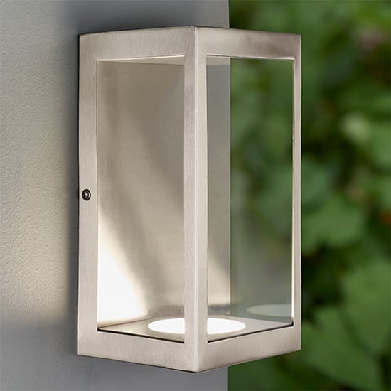 Photo of Dean led glass panels wall light in brushed stainless steel