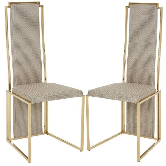 Product photograph of Bibha Natural Fabric Dining Chairs With Gold Frame In A Pair from Furniture in Fashion