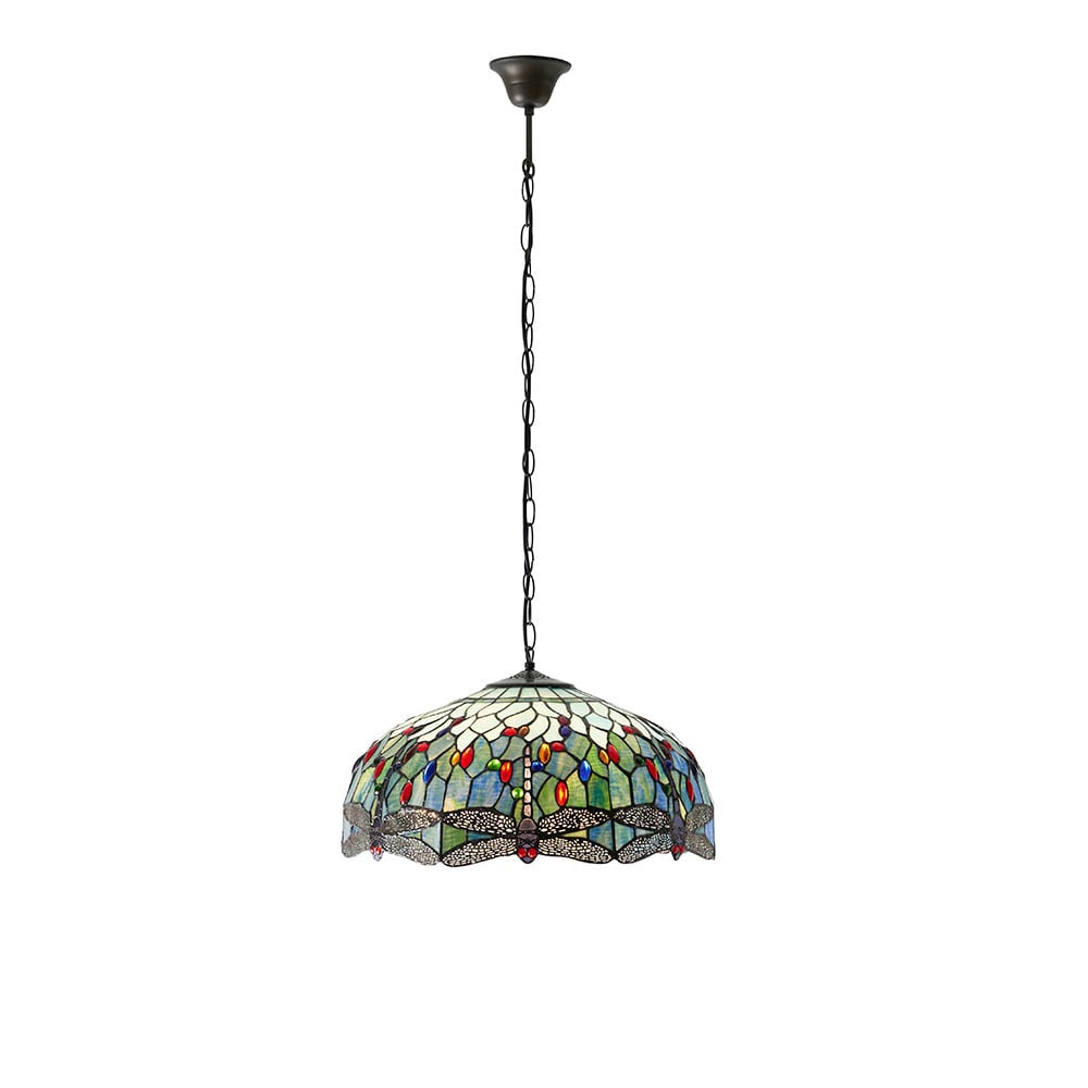 Dearborn 3 Light Glass Large Pendant Ceiling Light In Blue Black
