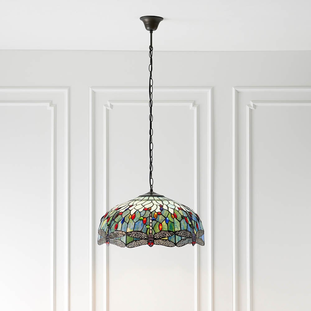 Read more about Dearborn 3 light glass large pendant ceiling light in blue black