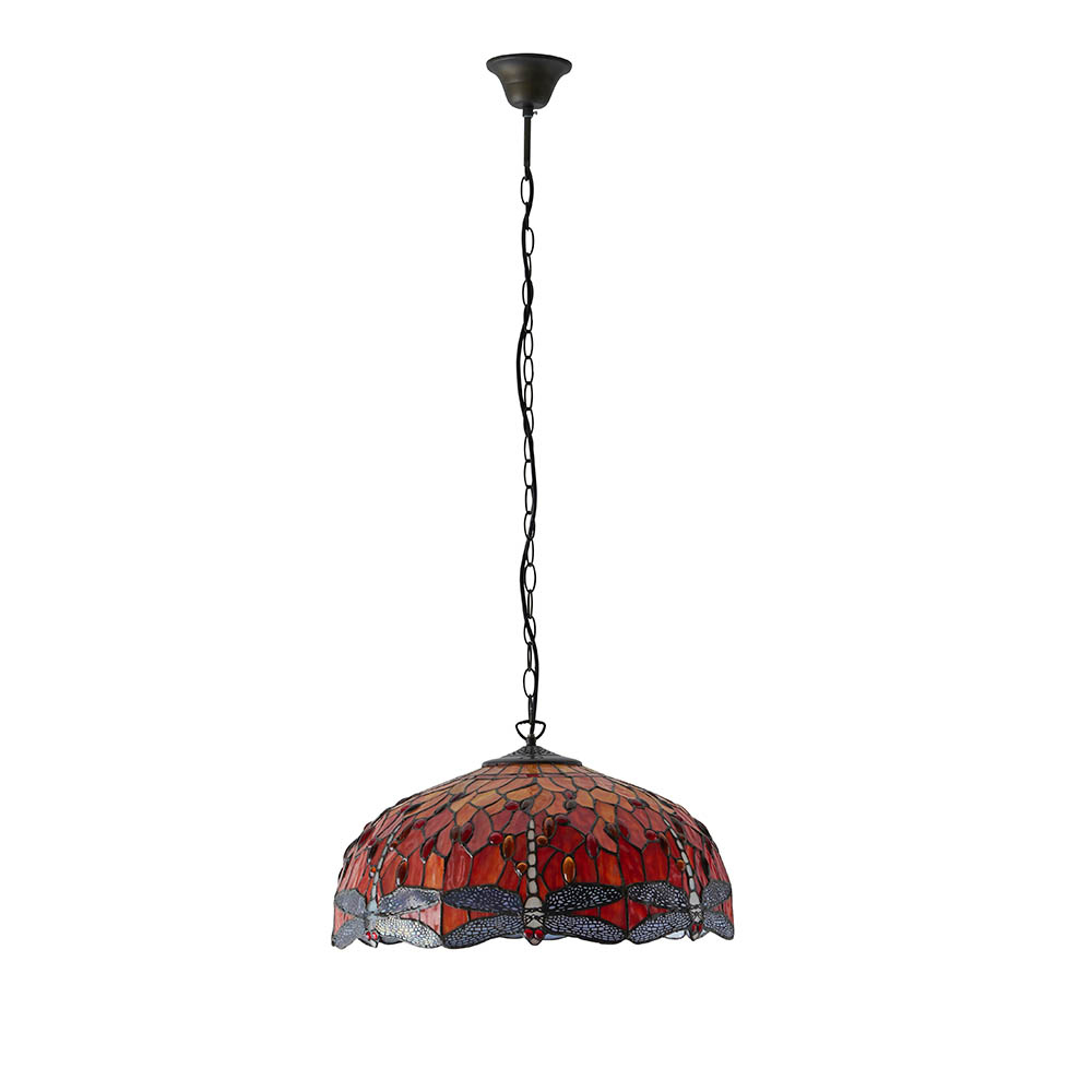 Dearborn 3 Light Glass Large Pendant Ceiling Light In Orange Red