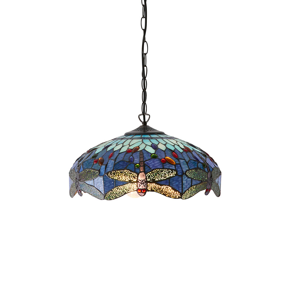 Dearborn 3 Light Glass Small Pendant Ceiling Light In Blue Black