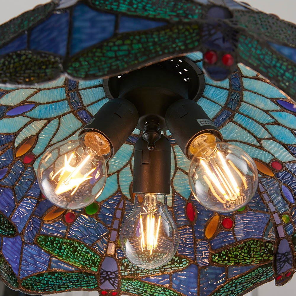 Dearborn 3 Light Glass Small Pendant Ceiling Light In Blue Black