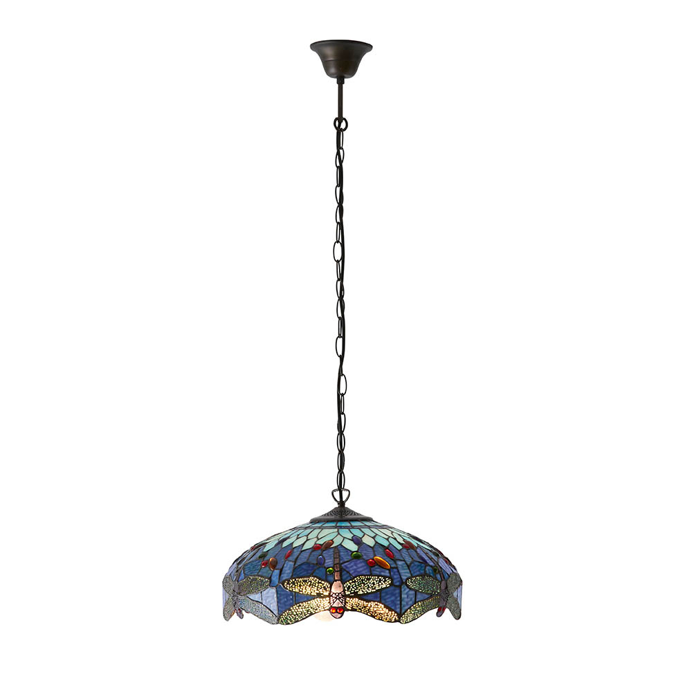 Dearborn 3 Light Glass Small Pendant Ceiling Light In Blue Black