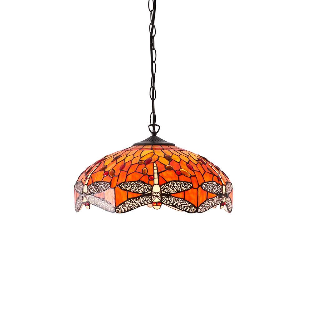 Dearborn 3 Light Glass Small Pendant Ceiling Light In Orange Red