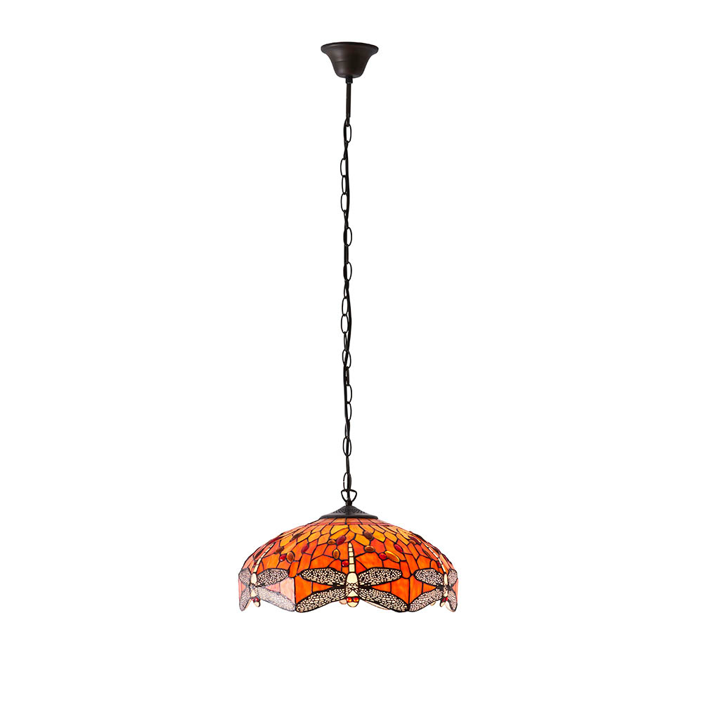 Dearborn 3 Light Glass Small Pendant Ceiling Light In Orange Red
