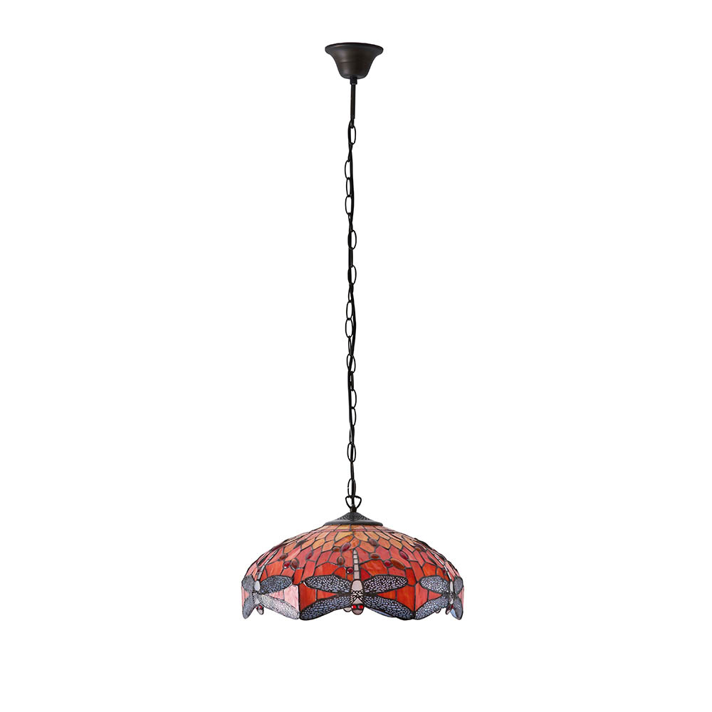 Dearborn 3 Light Glass Small Pendant Ceiling Light In Orange Red