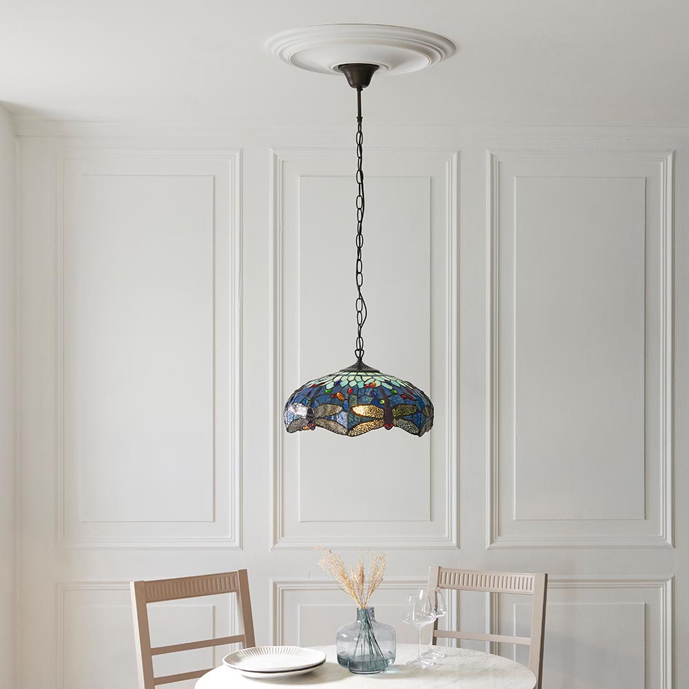Dearborn Tiffany Glass 3 Pendant Light In Multicolour