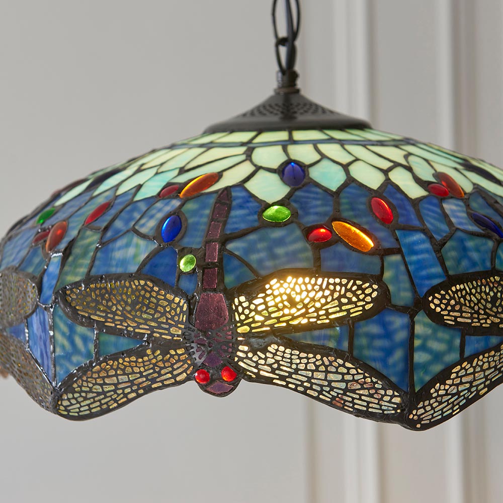 Dearborn Tiffany Glass 3 Pendant Light In Multicolour