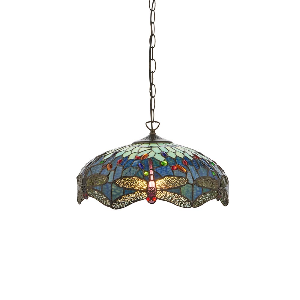 Dearborn Tiffany Glass 3 Pendant Light In Multicolour