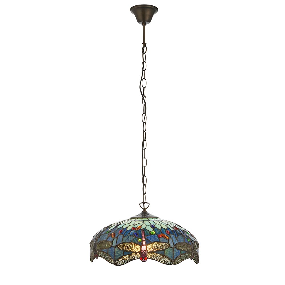 Dearborn Tiffany Glass 3 Pendant Light In Multicolour