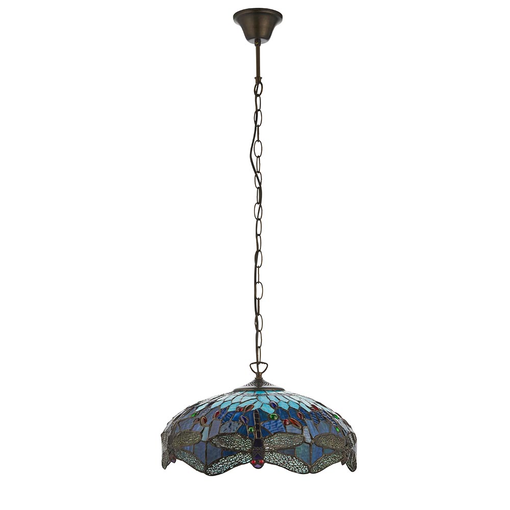 Dearborn Tiffany Glass 3 Pendant Light In Multicolour