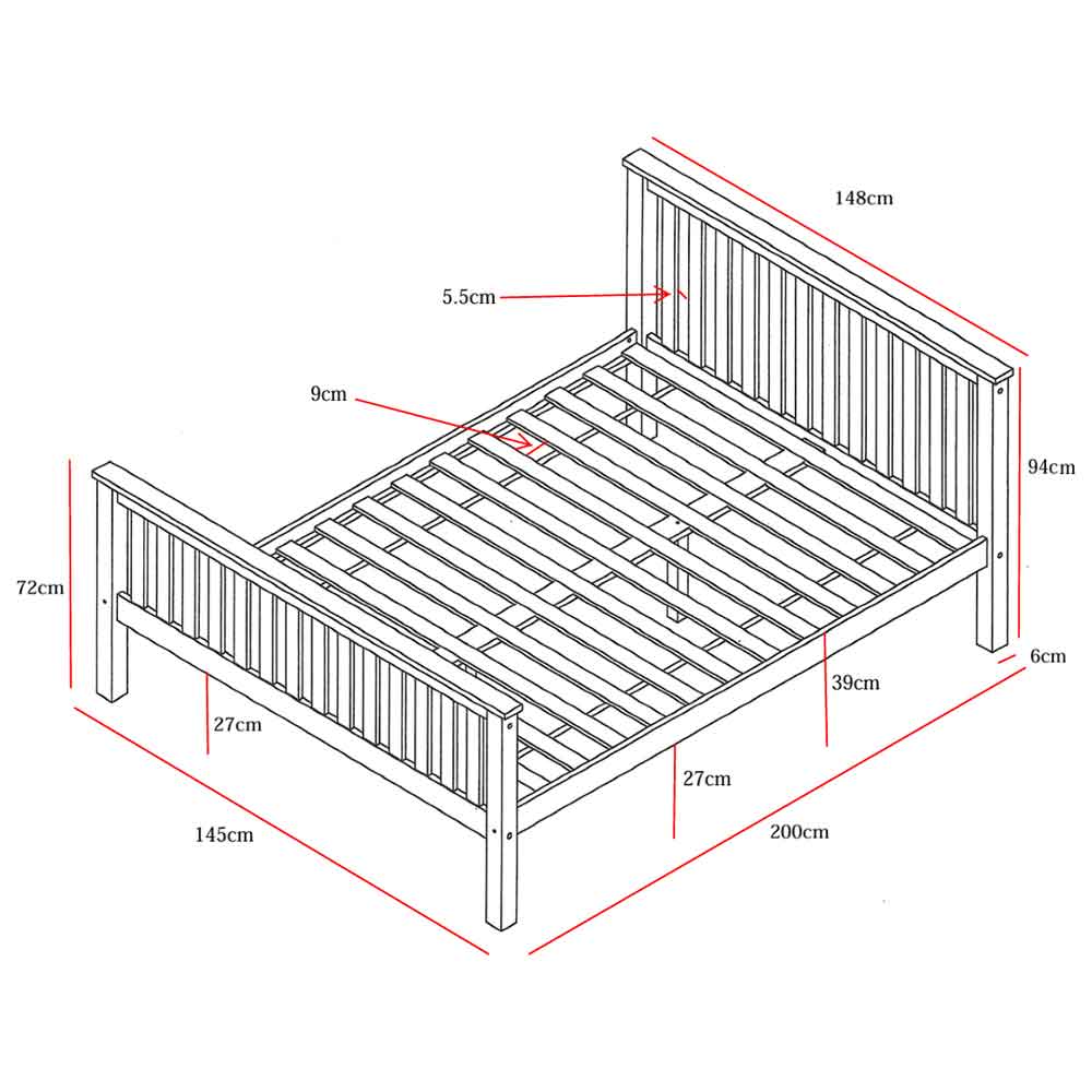 Dearborn Wooden Double Bed In White