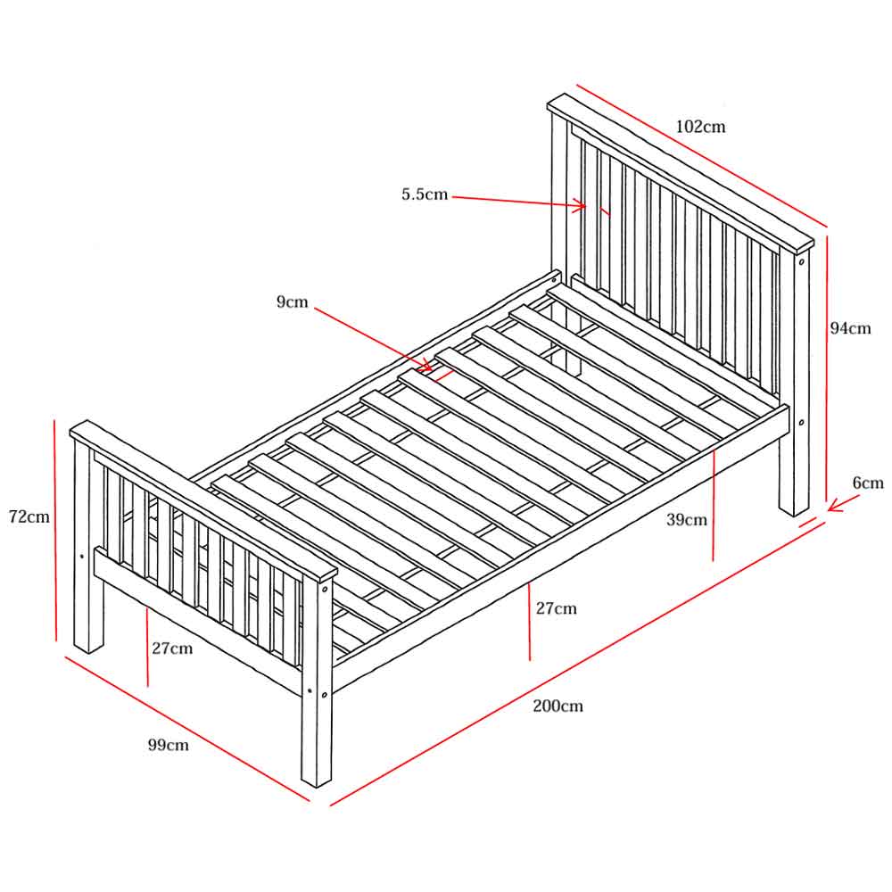 Dearborn Wooden Single Bed In White