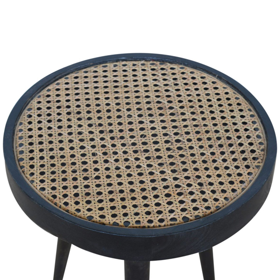 Debby Wooden End Table In Ash Black With Rattan Top_3