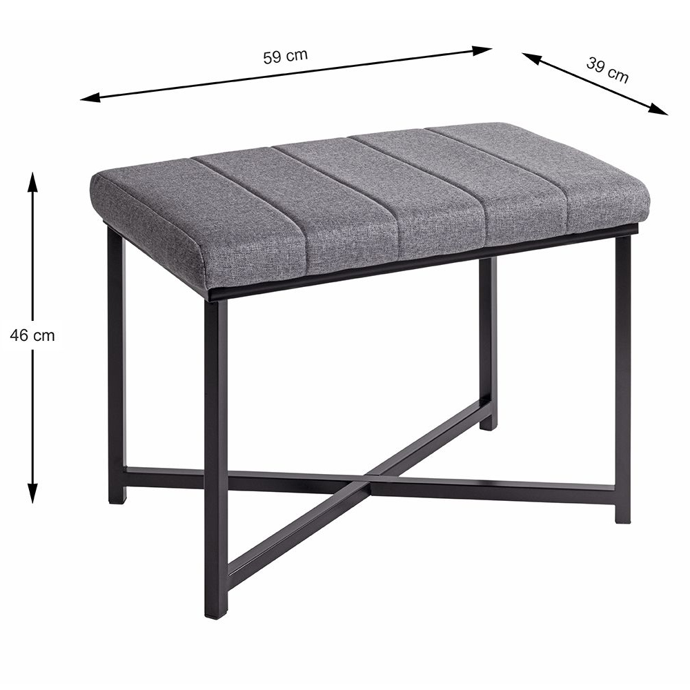 Decatur Fabric Hallway Seating Bench In Grey Black