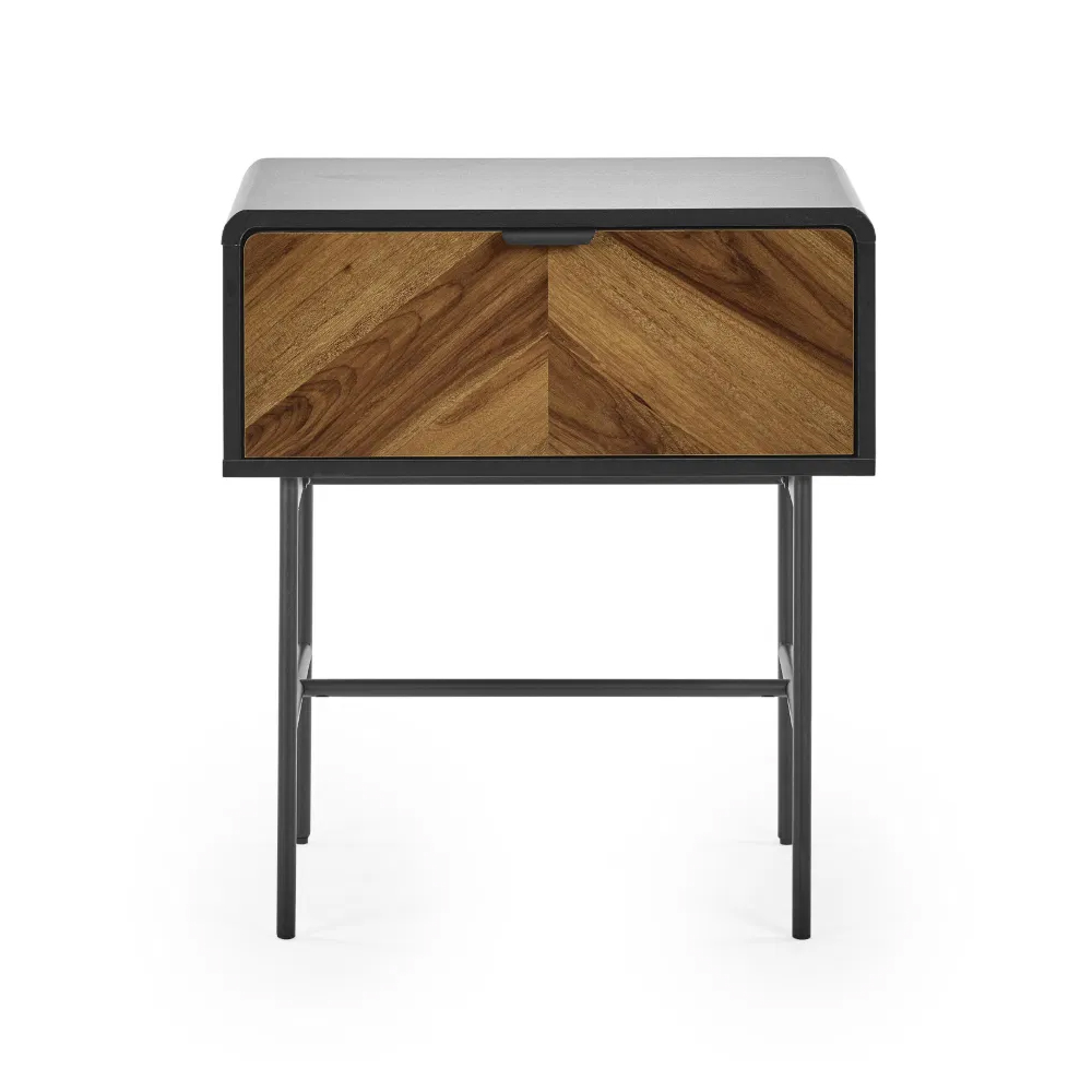 Decatur Wooden Lamp Table With 1 Drawer - Light Brown And Black