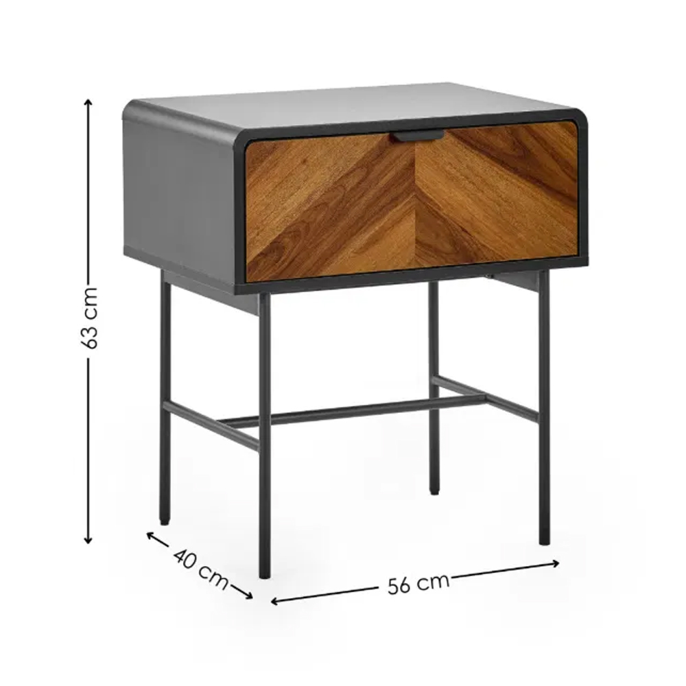 Decatur Wooden Lamp Table With 1 Drawer - Light Brown And Black