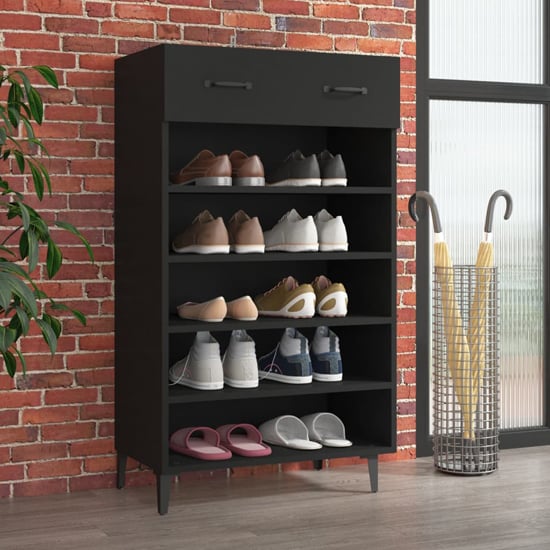 Product photograph of Decatur Wooden Shoe Storage Rack In Black from Furniture in Fashion