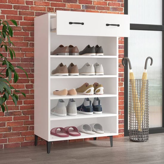 Decatur Wooden Shoe Storage Rack In White