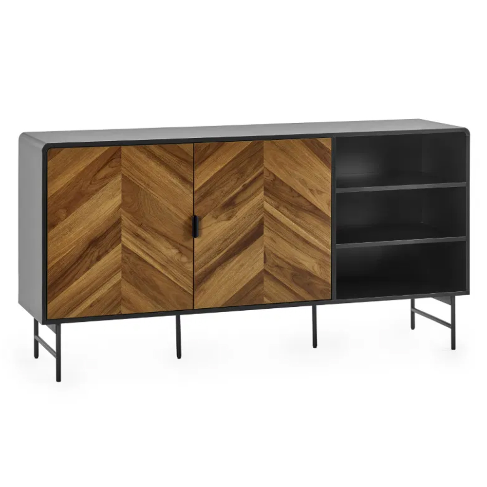 Decatur Wooden Sideboard With 2 Doors - Light Brown And Black