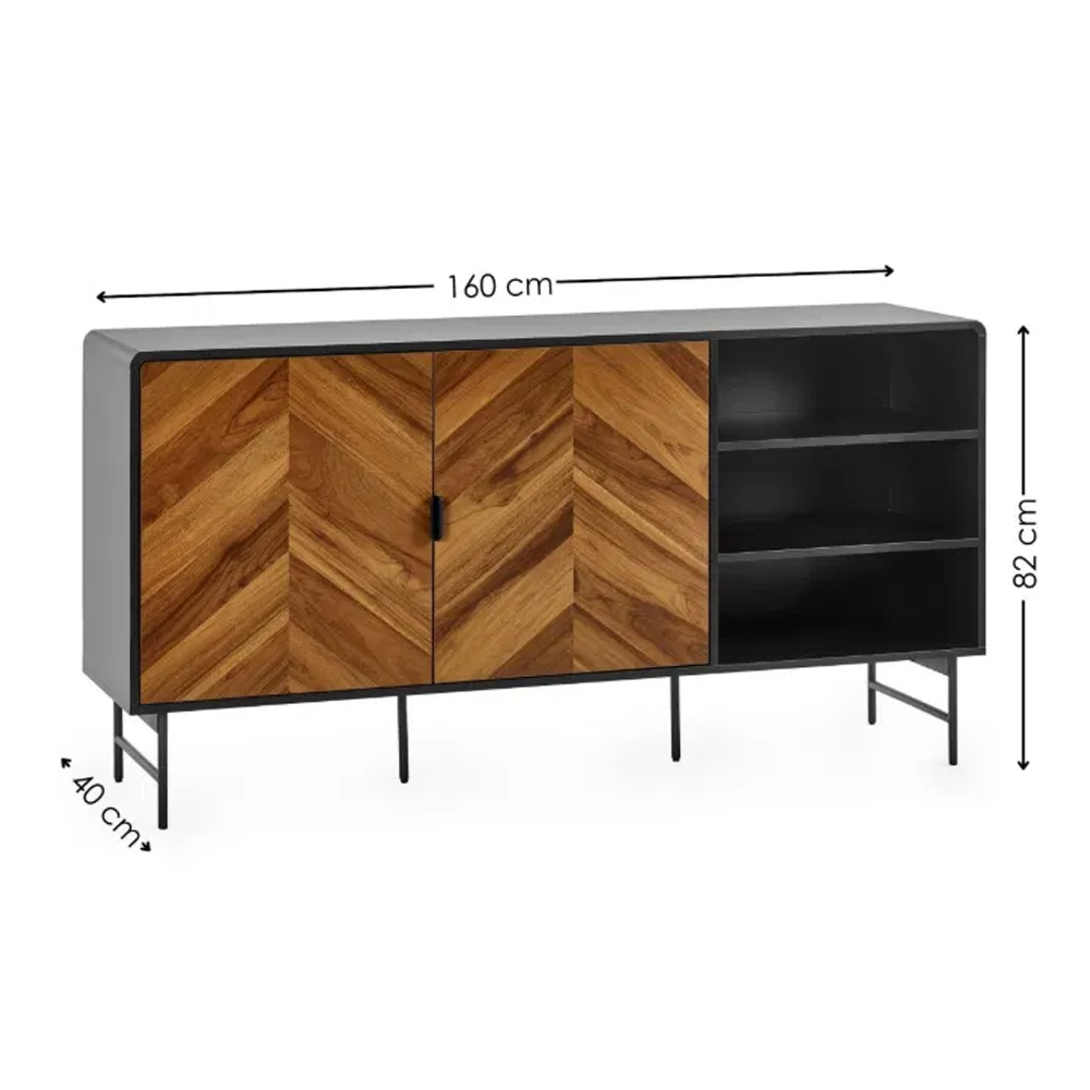 Decatur Wooden Sideboard With 2 Doors - Light Brown And Black