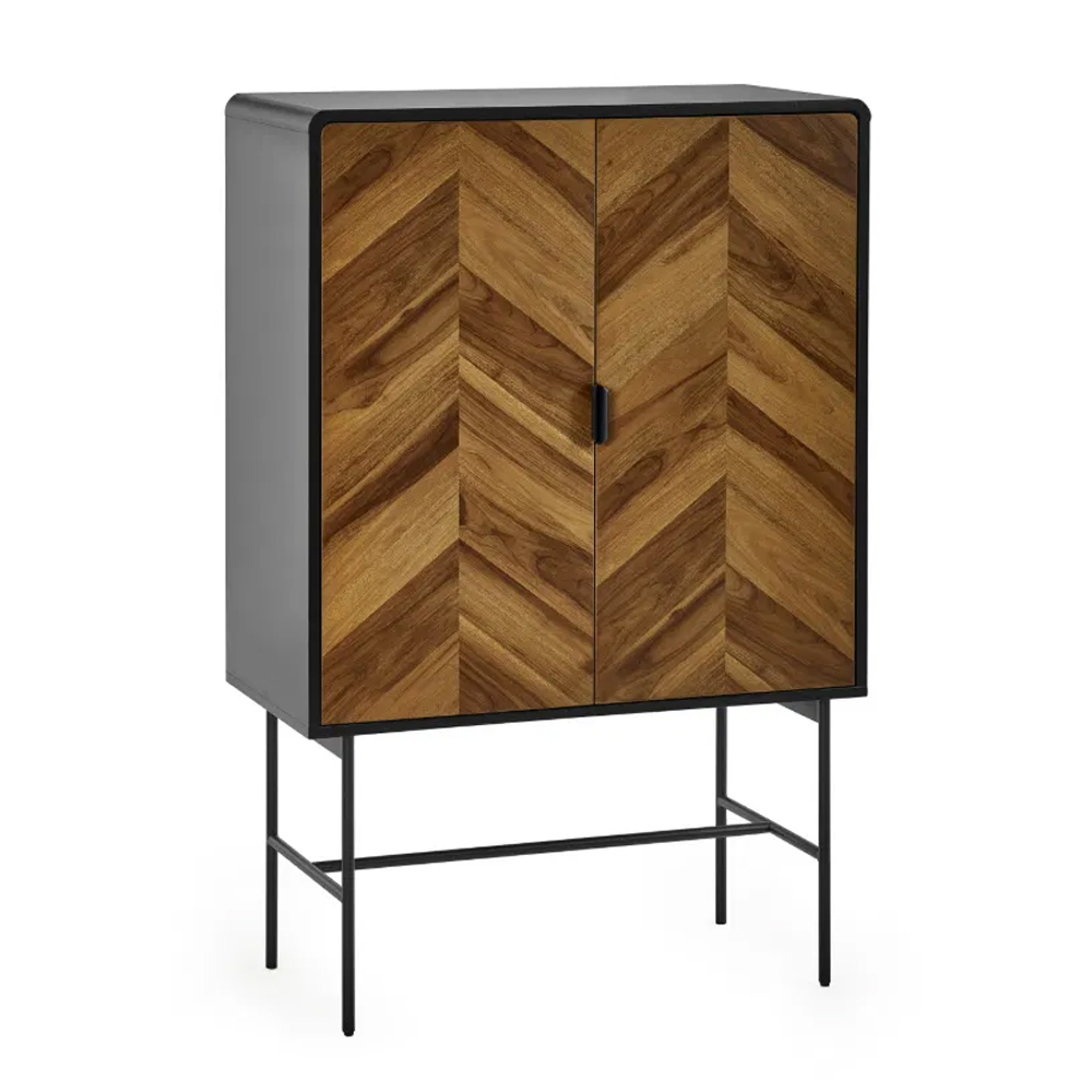 Decatur Wooden Storage Cabinet With 2 Doors - Light Brown And Black