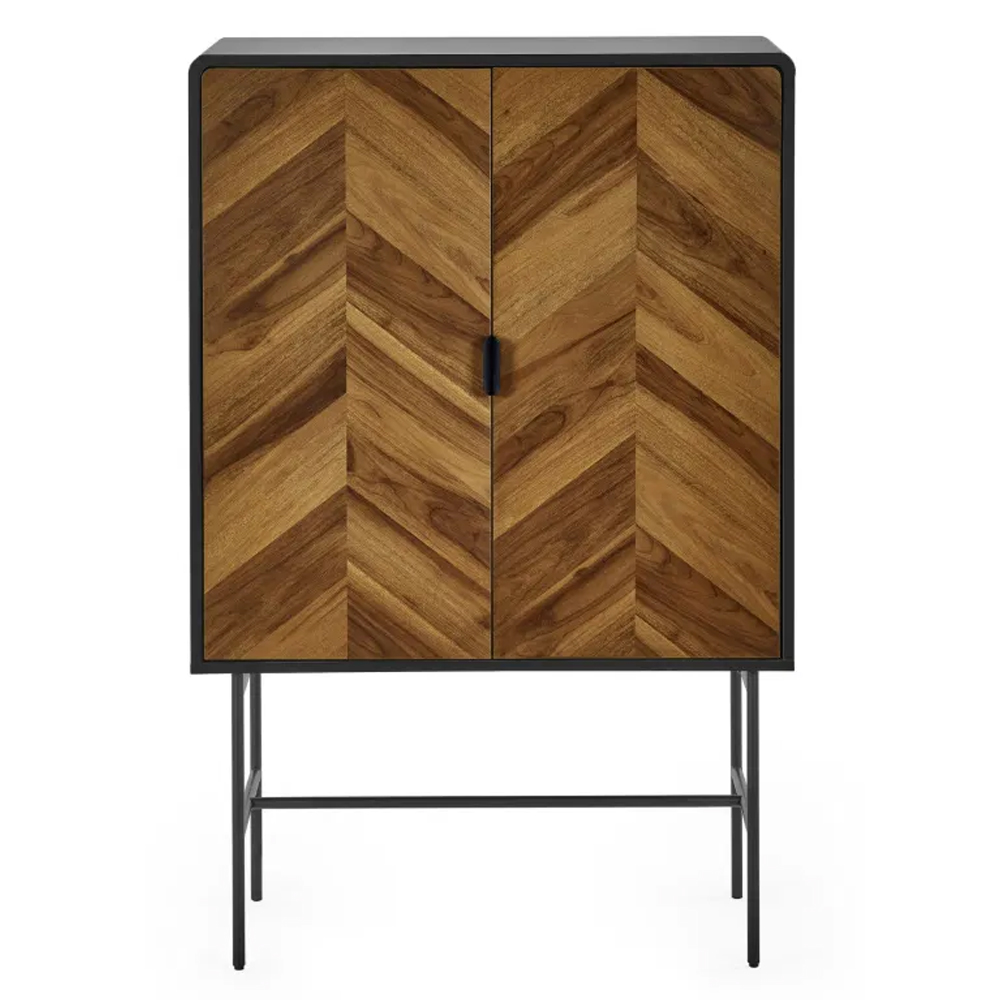Decatur Wooden Storage Cabinet With 2 Doors - Light Brown And Black